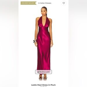 SNDYS Leslie Maxi Dress in Plum Deep V-Neck Satin Dress